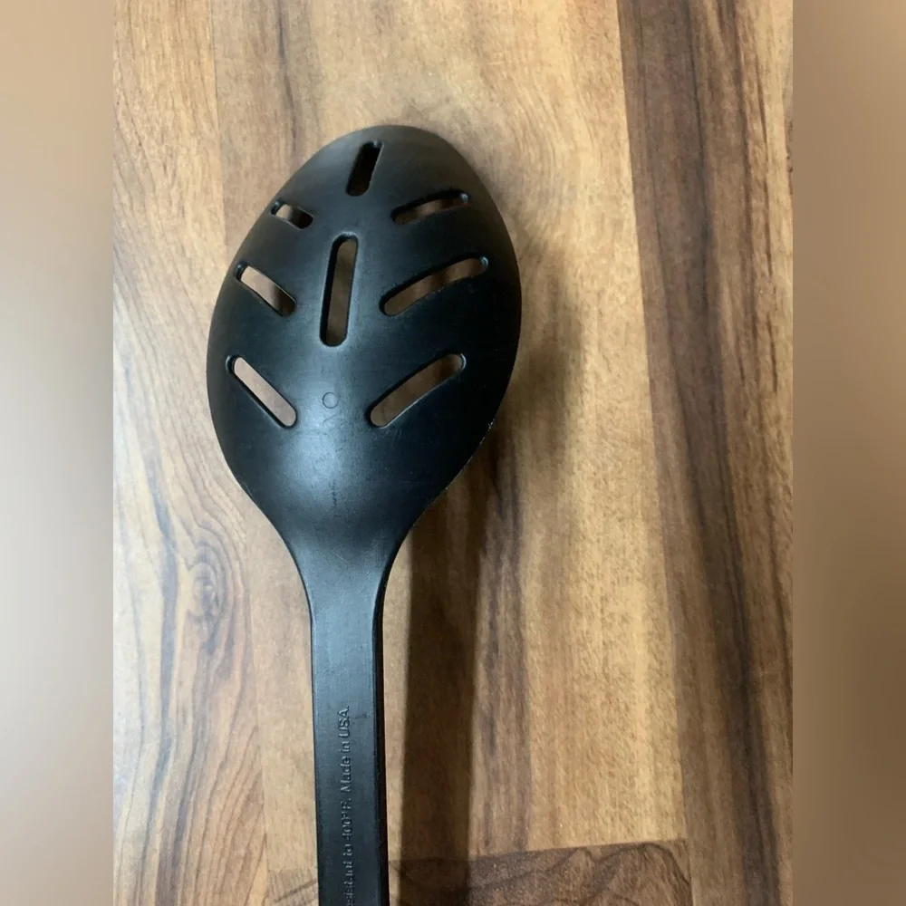Calphalon Slotted Serving Spoon 8 Slots Nylon Silicone Black 14” Made In USA